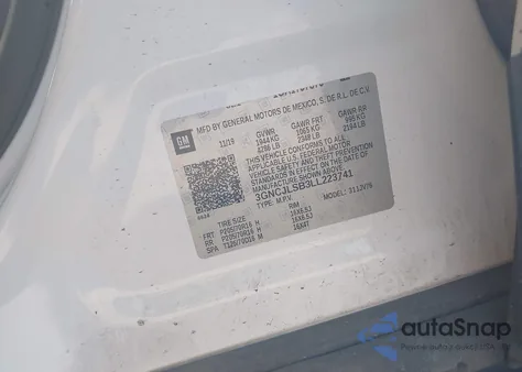 2020 Chevrolet Trax Fwd Lt из США, поврежденный, VIN 3GNCJLSB3LL223741